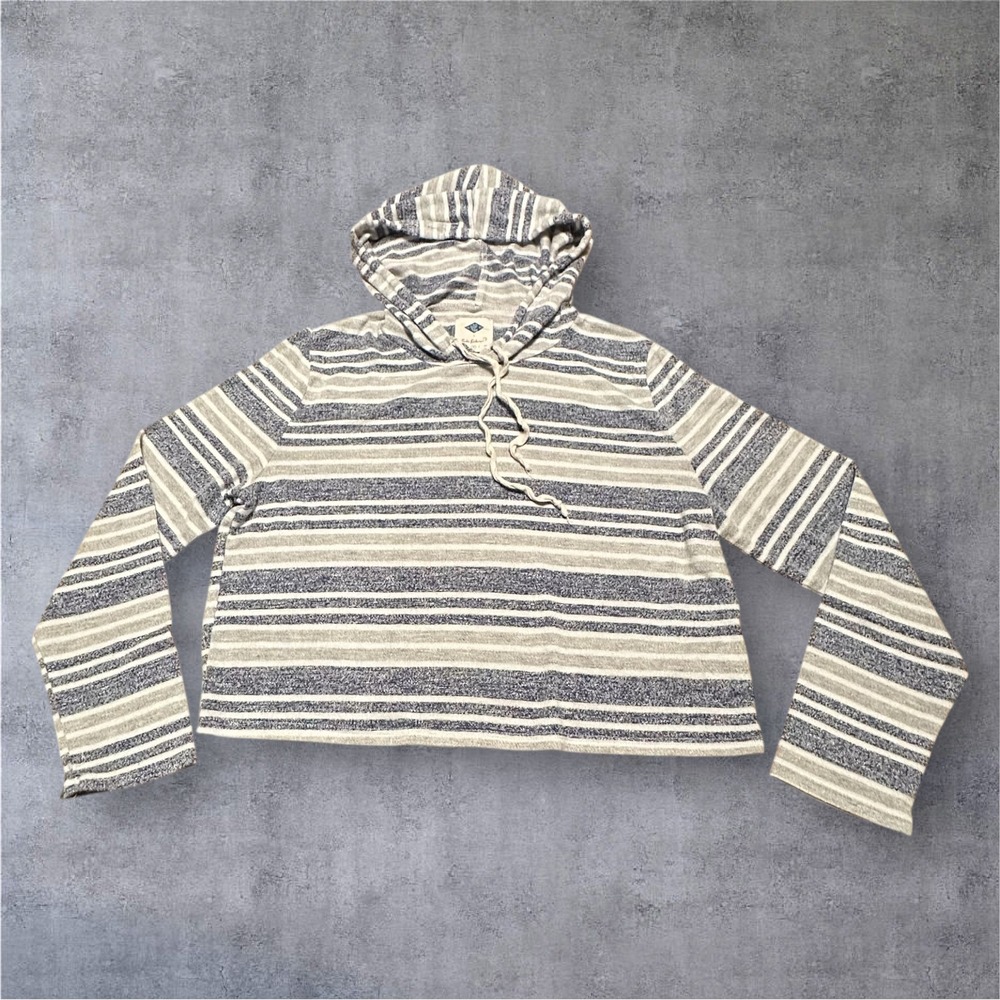 Wild Blue x Sadie Robertson Cropped Striped Hoodie Pullover Womens Medium
